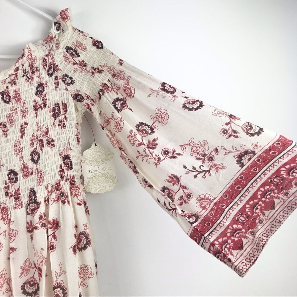 Altar’d State Cream/ Red Floral Off Shoulder Dress NEW - Picture 6 of 16